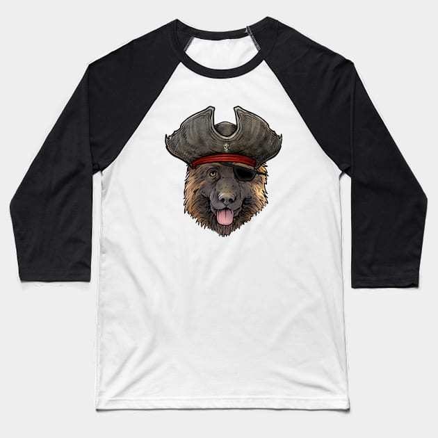 German Shepherd Pirate Baseball T-Shirt by whyitsme